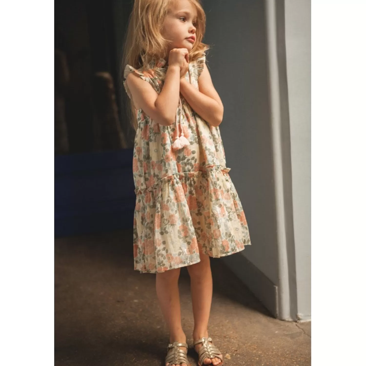 New LOUIS LOUISE Kjole Goa Stripe Lurex Vintage Flower